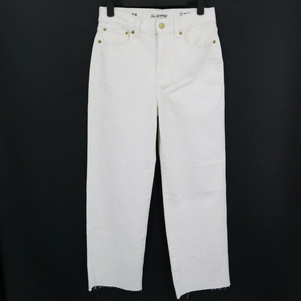 J. Crew 96 Slim Wide Jean Womens 27 White Boho Nautical Indie‎ Preppy Street NWT